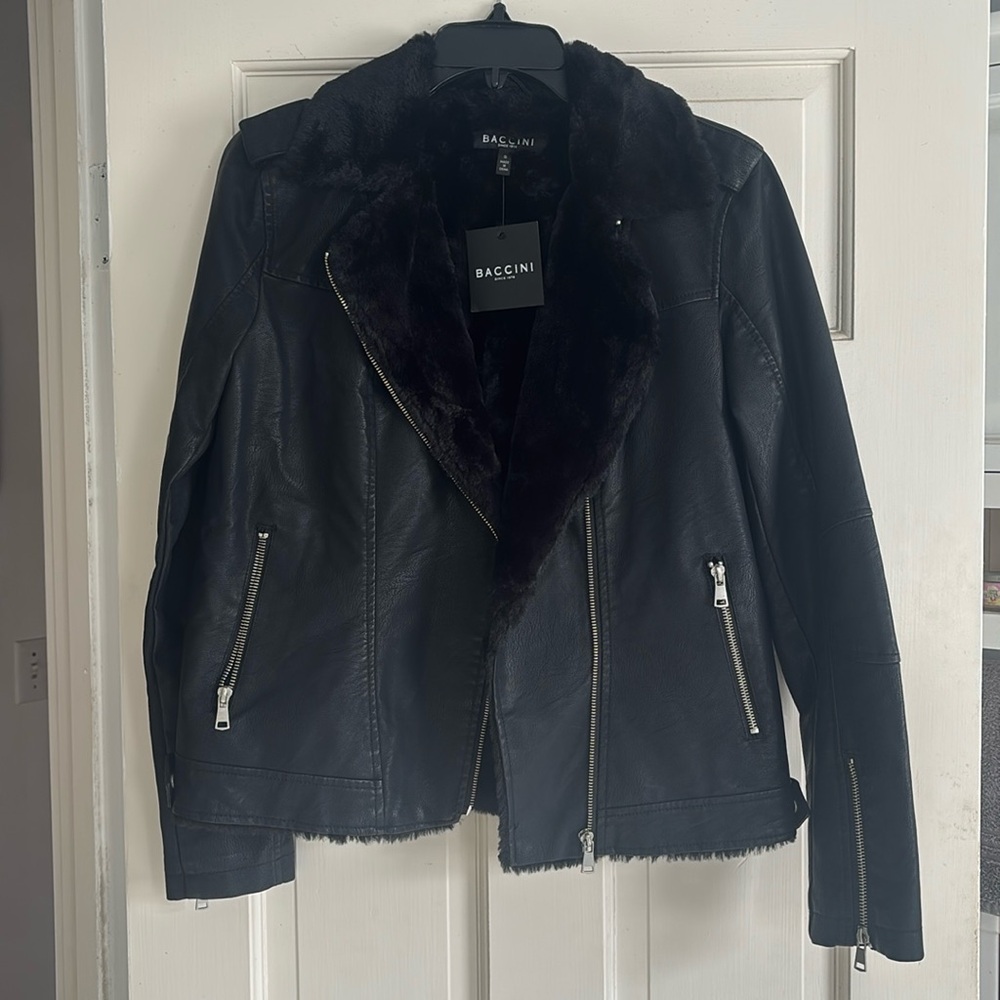 Baccini Faux Leather Moto Jacket